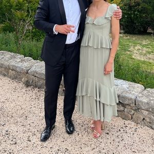 Show me your mumu - Reese Ruffle Dress ~ Moss Green Crisp